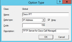 Option Type DHCP 150